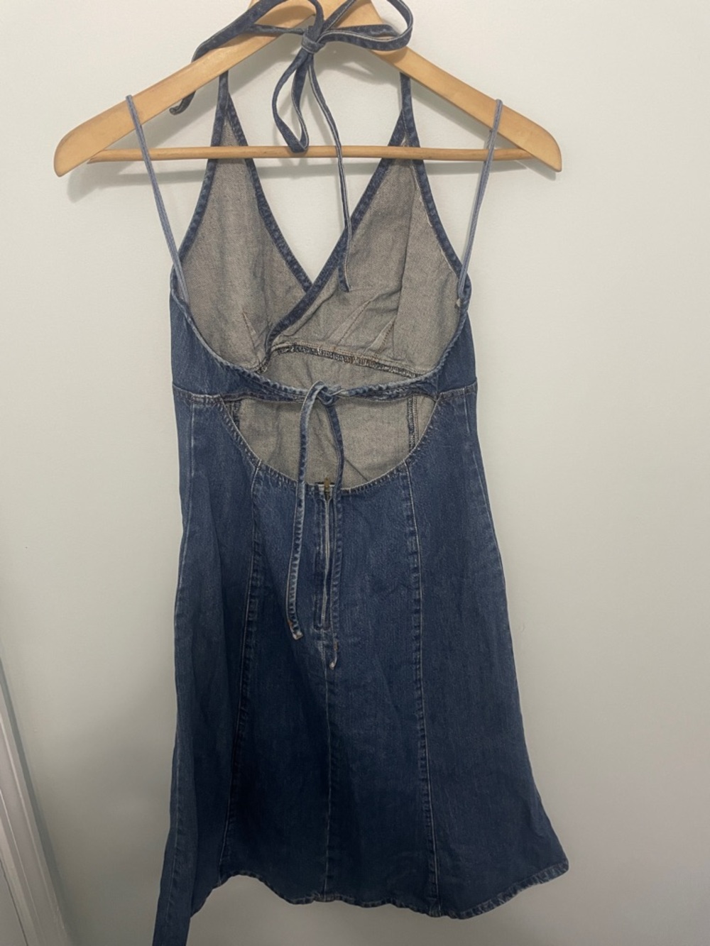 Y2K Denim Halter Backless Dress - Blue - Picture 5 of 7